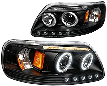 1997-2003 Ford F-150 Expedition Par Focos LED DRL Projector Fondo Negro (Chofer & Pasajero) - PAL Auto Parts