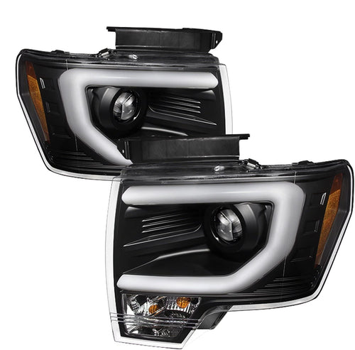 2009-2014 Ford F-150 Raptor SVT LED Tube DRL Projector Par Focos Fondo Negro (Chofer & Pasajero) - PAL Auto Parts